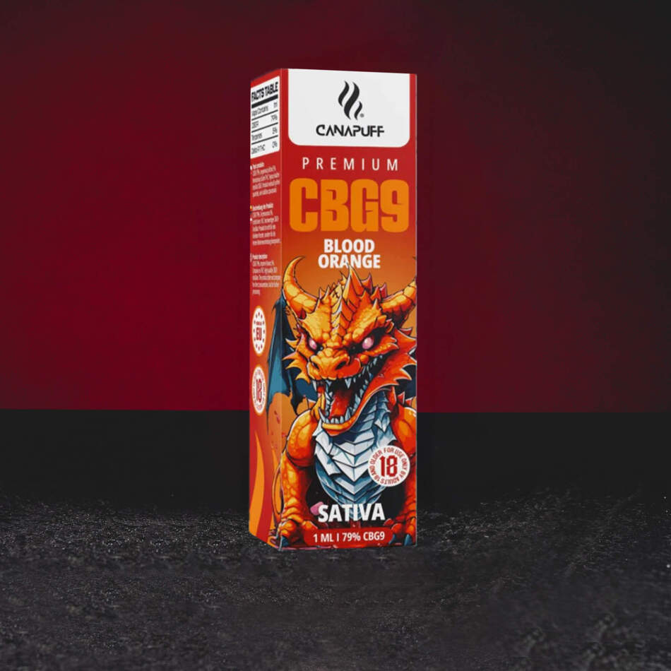CBG9 Vape Pen 79% 1ml Blood Orange – fruchtiger Vape mit intensiven Noten von Blutorange, Himbeeren und Zitrusfrische